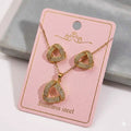 Juego De Joyas De Acero Inoxidable 201 Electroplated Con Diamantes En Forma De Corazón Y Abanico Elegante Y Casual Para Mujer