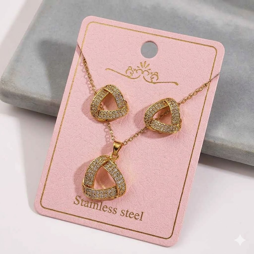 Juego De Joyas De Acero Inoxidable 201 Electroplated Con Diamantes En Forma De Corazón Y Abanico Elegante Y Casual Para Mujer