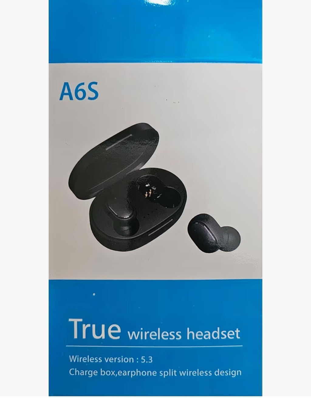 Auriculares inalámbricos A6S Bluetooth 5.3 con estuche de carga en color Negro
