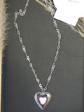 Collar Cadena Eslabón Giratorio Dorado Con Dije De Corazón Blanco - Nuevo