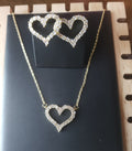 Set De Collar Y Aretes De Corazón Acero Inoxidable Con Cristales