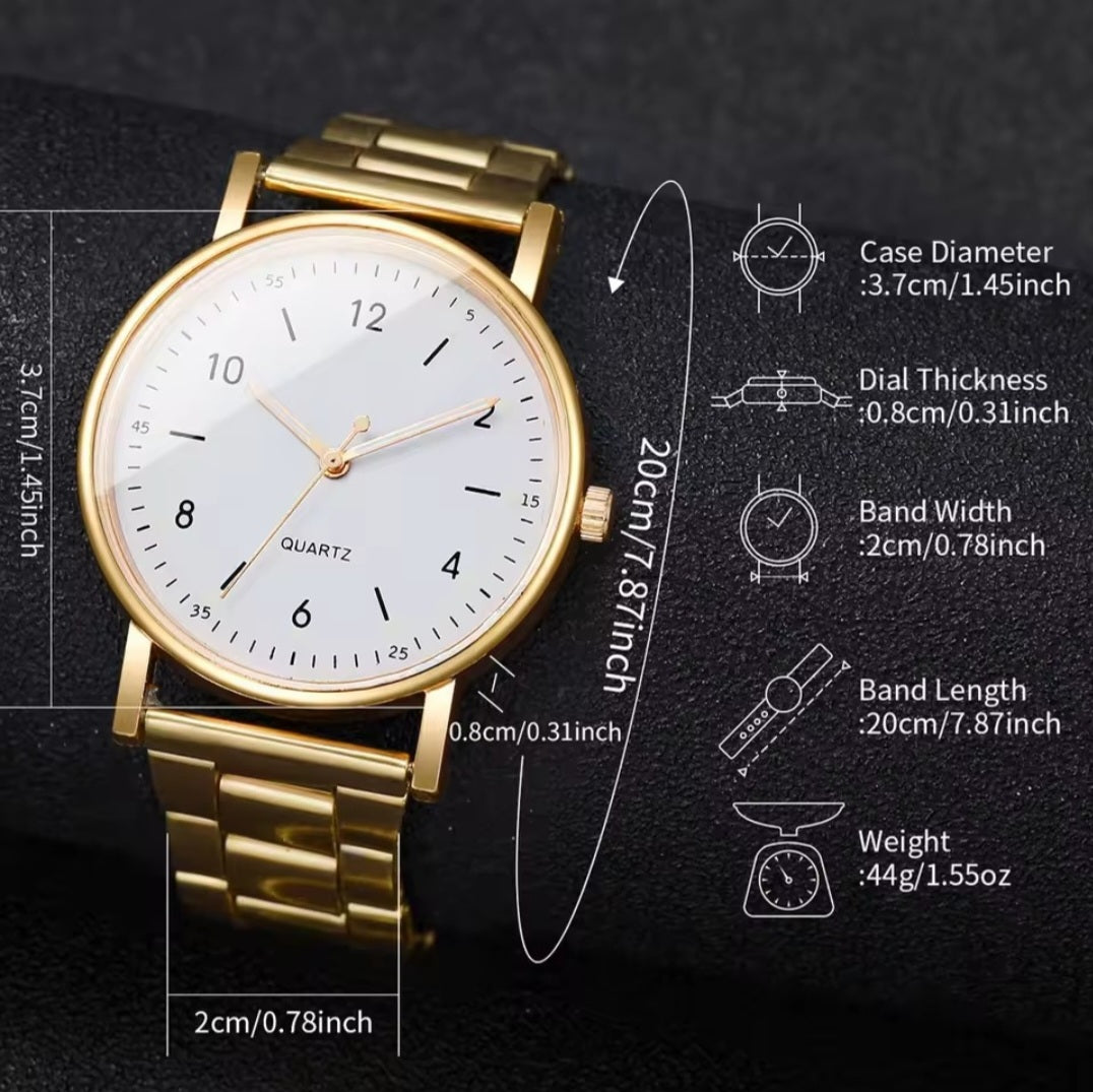 2PCS Fashion Arabic Dial Women Watches Simple Quaretz Wristwatch with Bracelet