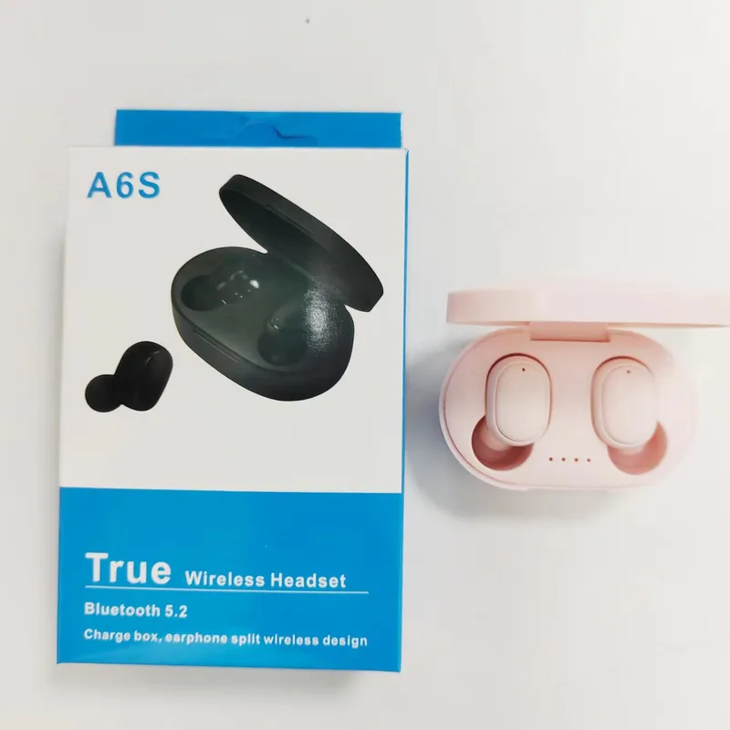 Auriculares inalámbricos A6S Bluetooth 5.3 con estuche de carga en color Rosa