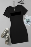 Black T-Shirt Dress Women's Short Sleeve Crew Neck Knee Length