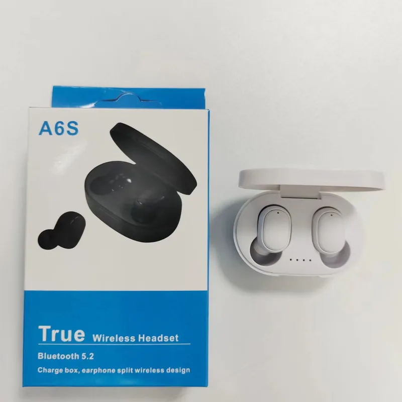 Auriculares inalámbricos A6S Bluetooth 5.3 con estuche de carga en color Blanco