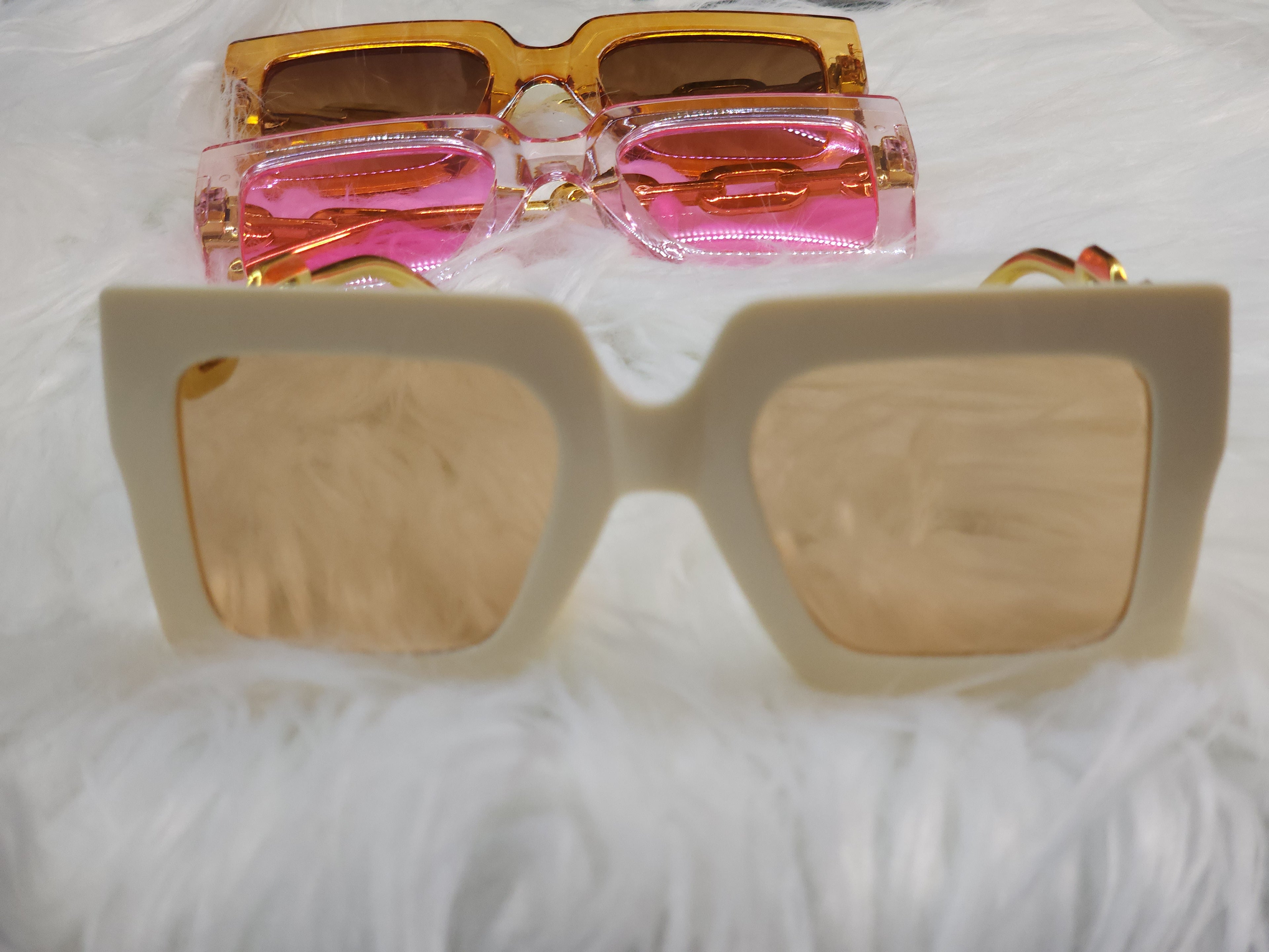 Set X3 Gafas De Sol Cuadradas Para Mujer / Lentes Retro Trendy