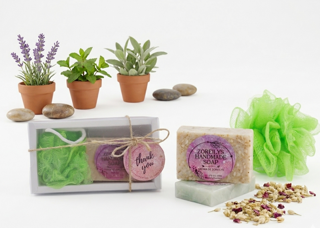 Kit de Regalo Spa Artesanal – Jabón de Avena, Aloe Vera y Esponja Exfoliante